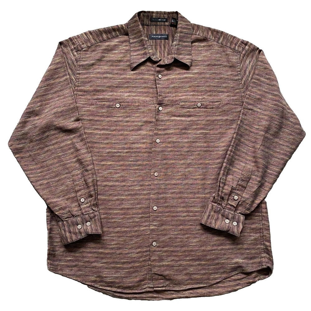 Vintage Jhane Barnes Shirt Men XL Brown Geometric Long Sleeve Going Out